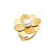 ΔΑΧΤΥΛΙΔΙFLOWER Δαχτυλίδι σε κίτρινο χρυσό με σχέδιο ανθισμένου λουλουδιού και λευκό μαργαριτάρι από την σειρά "Flower", VOGUE